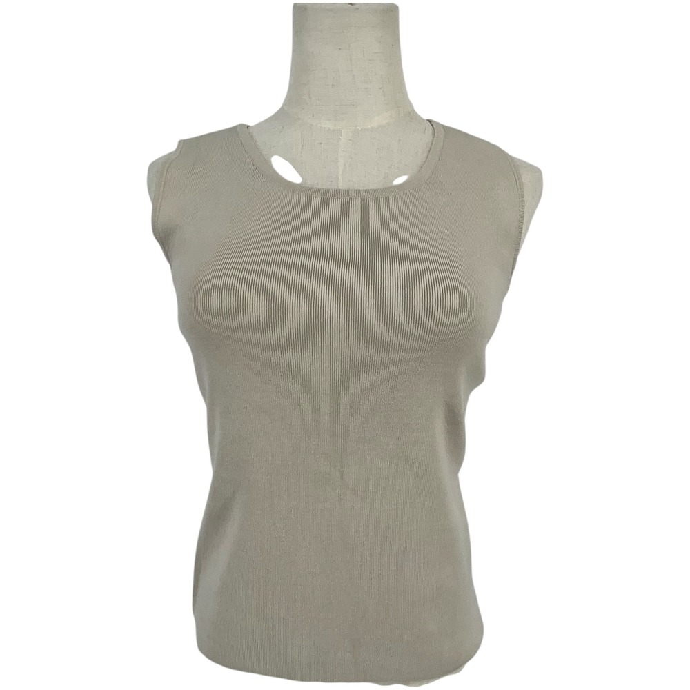 Additions by Chicos Silk Nylon Blend Ribbed Knit Tank Top Beige‎ Sz 0  XS Us 4